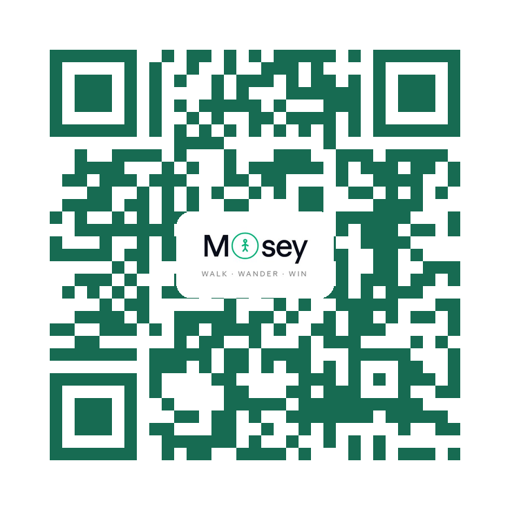 QR code linking to the Mosey smart app download page